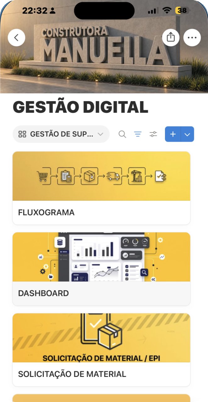 Quem está no canteiro abre pelo telefone. Não é uma versão reduzida: é a mesma base, com as mesmas telas.